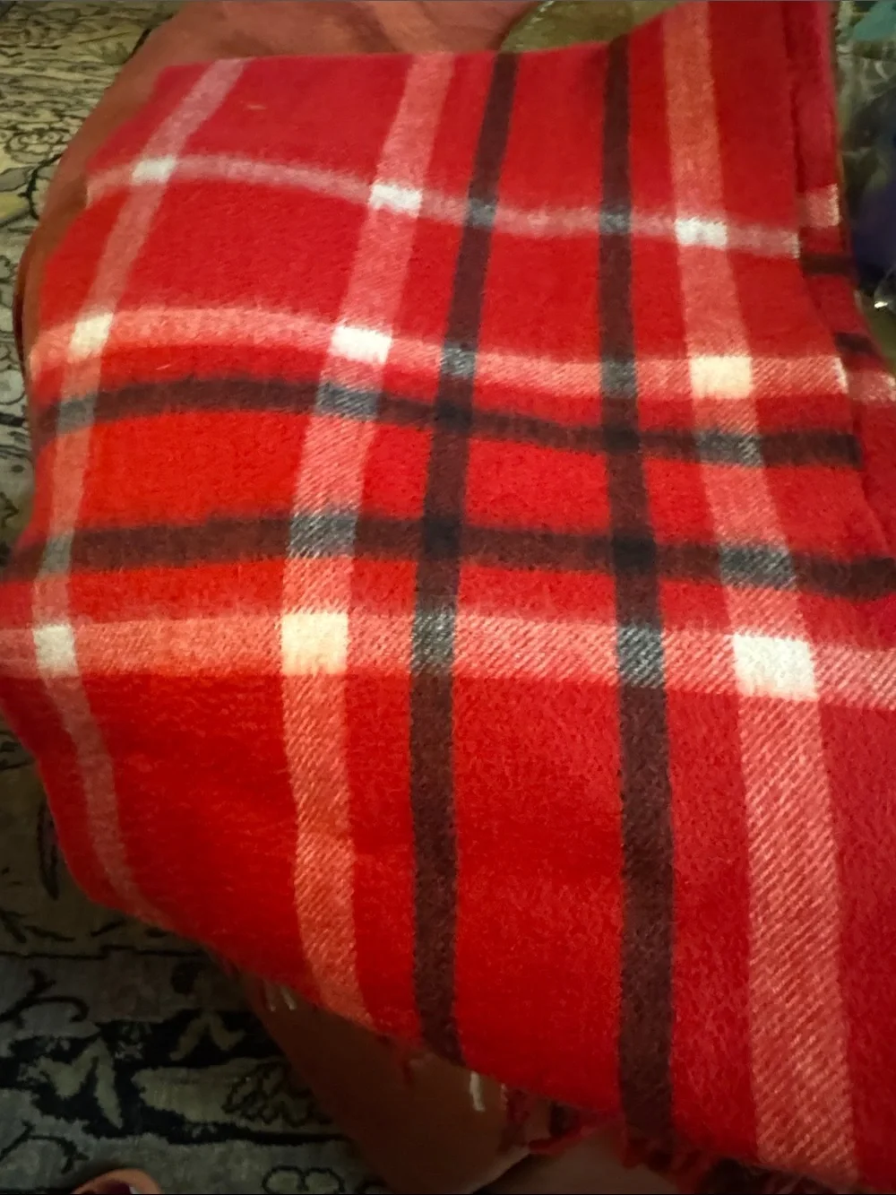 Charter Club Red Plaid Cashmere Scarf